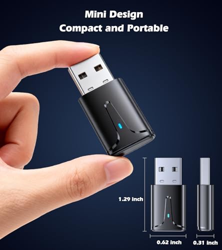 KAIY USB Bluetooth 5.3 Adapter for PC Long Range Bluetooth Dongle | Bluetooth Transmitter for Desktop Laptop, Plug & Play for Headphones/Mouse/Keyboard/Speaker, Windows 11/10/8.1