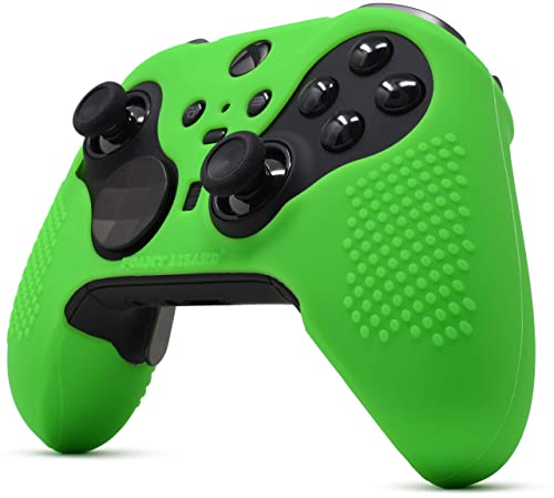 Elite Series 2 Studded Grip Skin for Xbox One Controller - Sweat Free Silicone, Flat Top Anti-Slip Studs + 8 QSX-Elite Thumb Grips (Green) - color: Green