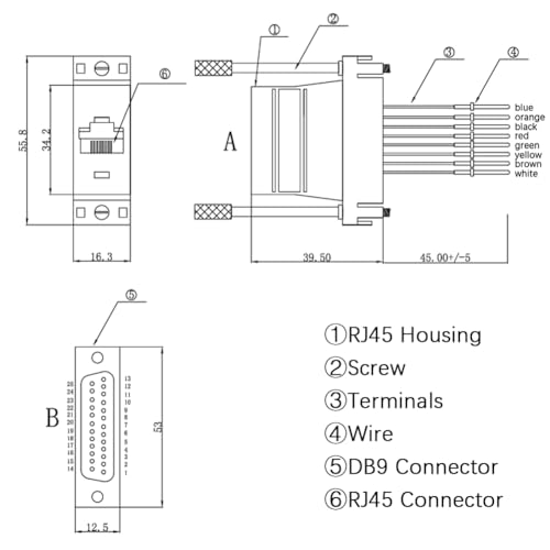 10PCS DB25 Serial to RJ45 Ethernet Adapter(5PCS Male+5PCS Female) | 25 Pin, Serial Port Male Female to RJ45, Ethernet LAN Extend Modular Converter - style: DB25 Male + Female