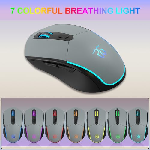 Snpurdiri 60% Wireless Gaming Keyboard and Mouse Combo,Rainbow Backlit Rechargeable 2000mAh Battery,Mini Mechanical Feel Keyboard + Popular RGB Mice for Gaming,Business Office(Gray-Black-Orange) - color: Black Gray Orange Combo