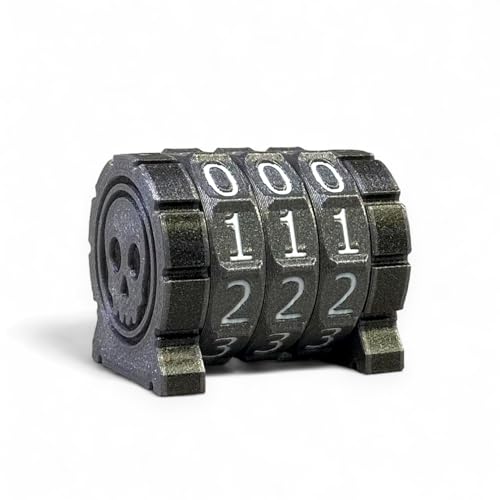 Life Counter Health Tracker for Board Games, TTRPGs, and Card Games with Skull Symbol, Compatible with MTG, 3 Gray Wheels with White Numbers - color: 3 Gray Rings+white Numbers