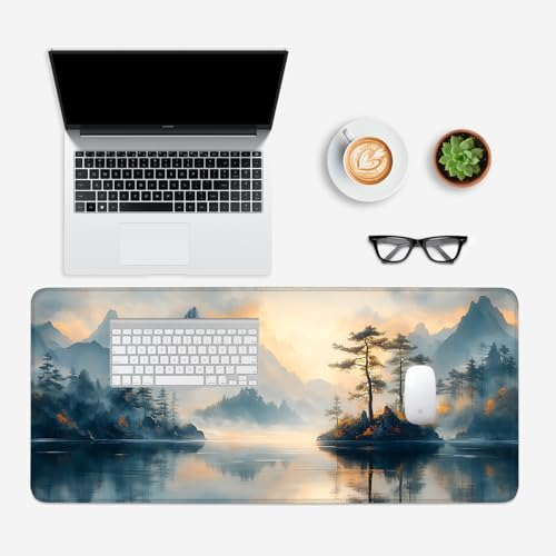 Mouse Pad, Large Anti-Slip with Stitched Edges Desk Mat Desktop Laptop Computer Desk Keyboard Mat,Table Protector Blotter Mat (Mountain, 35.4" x 15.7") - color: Mountain, size: 35.4" x 15.7"