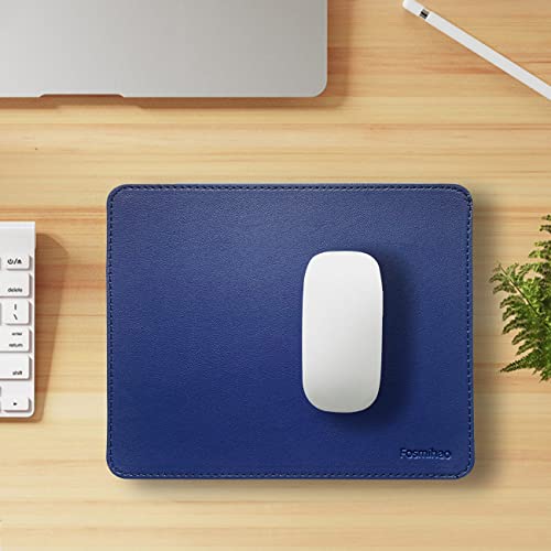 Leather Double Side Mouse Pad With Stitched Edge - Waterproof Ultra Thin for Computers, Laptop, Office & Home, 10.2 x 8.3 Inch, 1 Pack (Navy Blue) - color: Navy Blue