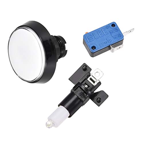 uxcell Game Push Button 60mm Round 12V LED Illuminated Push Button Switch with Micro Switch for Arcade Video Games White 5pcs - color: White