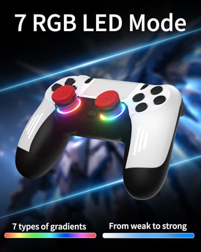 ThinTree Wireless Controller Compatible for PS-5/Pro/Slim/PC, Hall Effect Sticks & 7 RGB LED Mode & Haptic Feedback & 1000 mAh Battery & Motion Sensing, 3.5mm Audio Jack - color: Black and White