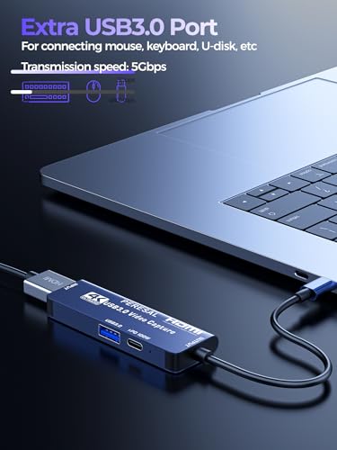 USB 3.0 Video Capture Card with 12IN Mini HDMI Cable PD 100W and USB3.0 Port, Streaming Game Recording 4K, 60FPS, HDMI to USB-A/USB-C Capture Card for Quest 3, Switch, PS5/4, Camera, Tablet PC