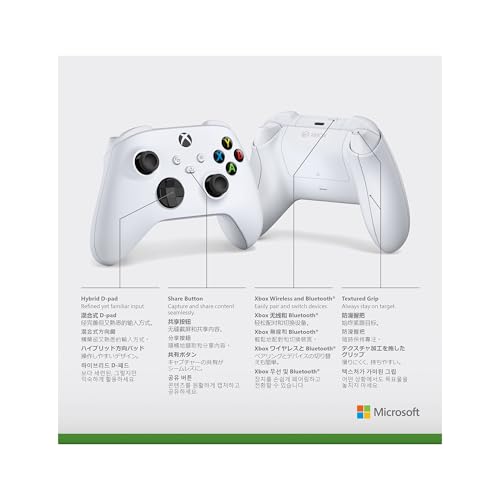 XBOX Wireless Gaming Controller | Robot White | Consoles, PCs, TVs, mobile, and more | Textured Grip | Wireless, Bluetooth, USB-C Connectivity - style: Robot White