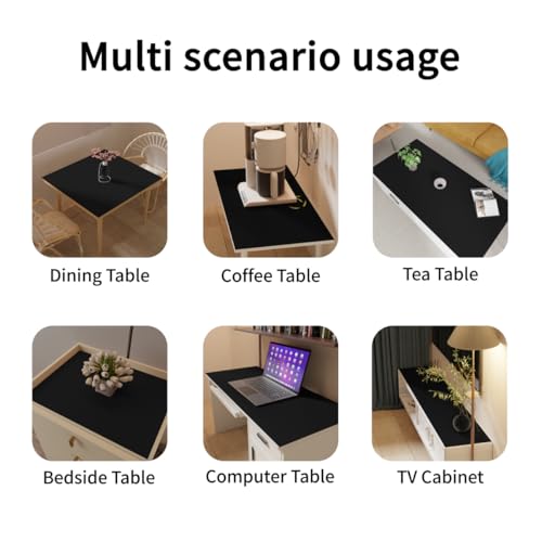 Faux Leather Table Cover,1.8mm Thick,12x90 Inch Desk Cover,Dresser Cover Top,Dresser Protector Top,Dresser Cover,End Table Cover.(Black+Black,12x90) - color: Black+black, size: 12" × 90"