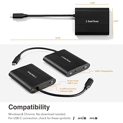 SideTrak USB-C Adapter, Laptop Compatible, Multi Charging, Travel Friendly, USB Type C with Pass-Through Power, Black, Compatible with SideTrak Solo and Swivel Triple Screen Monitors | WindowsOS Only - style: USB-C Hub