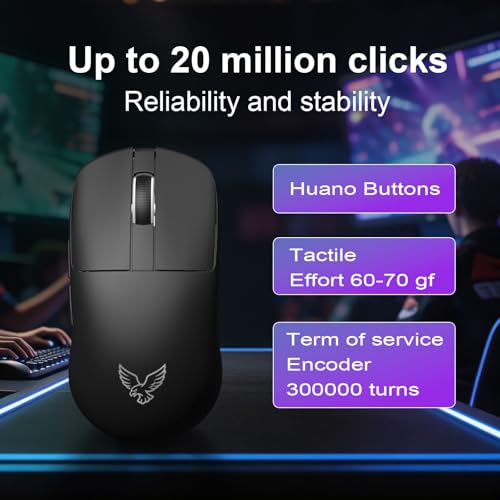 NEO V1 Gaming Mouse, Tri-Mode BT/2.4G, 55g, 12000DPI, RGB,Black - color: Black