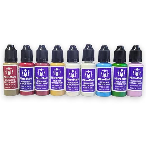 Micro-Mark Legendary Wargame Acrylic Paint Set – 9-Piece 20ml High-Pigment Acrylics for Fantasy, Sci-Fi & Tabletop Miniatures – Brush & Airbrush Compatible