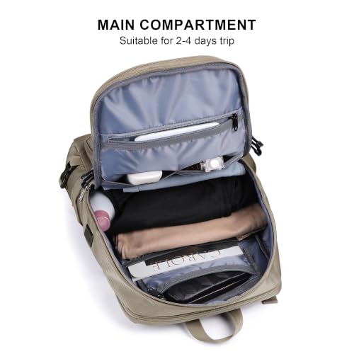 PIJUSHI Casual Travel Backpack for Women with 16" Padded Laptop Compartment | Carry On Luggage with USB Charging Port, 1680D Water-Resistant Nylon, Airline Approved, For Daily, Hiking - color: Updated Khaki
