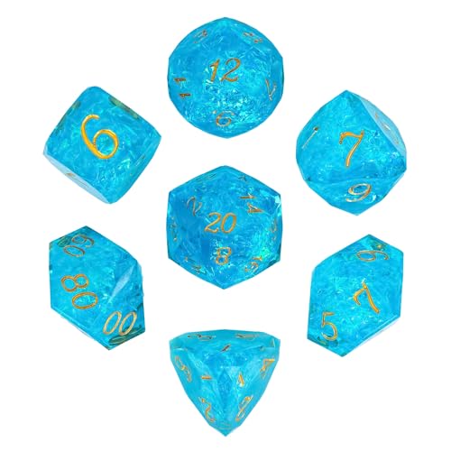 7PCS DND Dice Set,Transparent Sharp Edge Dice Set D&D RPG Polyhedral Die,for Dungeons and Dragons TTRPG Games Roleplaying Games,with Gift Box(Galaxy Blue) - color: Galaxy Blue