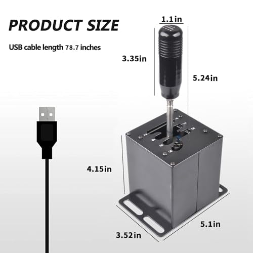 CNRAQR PC USB Simulator Shifter 6+R H Gear Shifter with Desk/Chair Mount Bracket Plate for Gear shift PC Windows Steering Compatible with LO GITECH G29/G27/G25/G920, T300RS/GT Wheel - color: 6R+Plate