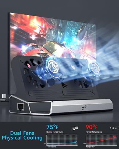 12-in-1 Steam Deck Dock with Dual RGB Cooling Fans, 4K@60Hz HDMI 2.0, 6 USB Ports, Gigabit Ethernet, 100W PD, 40Gbps for Steam Deck/ROG Ally/Switch/Legion Go | Compatible with Switch 2/OLED, MSI Claw, Legion Go S/2. Multi-ports HDMI/USB-C/Ethernet. Keeps