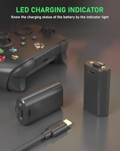 GKHERD Rechargeable Controller Battery Pack for Xbox One/Xbox Series X|S, 2x6660mWh Battery Pack with Type-C Charging Cable for Xbox One/S/X/Elite Controller