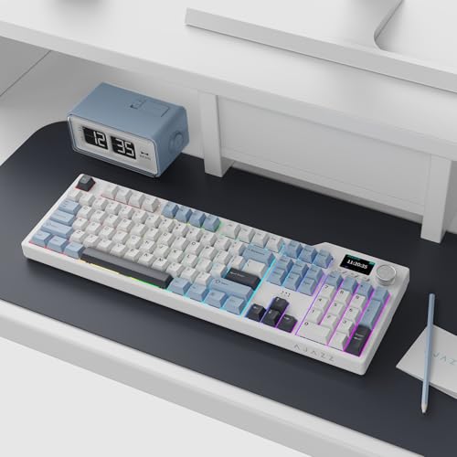 DAIDAI×AJAZZ AK35I V3 Full Size Hot Swap Mechanical Gaming Keyboard with Screen & Knob 2.4G/BT/USB-C Gasket Keyboard FR4 Plate 8000mAh Battery South Facing LED RGB (Avocado Axis) - color: AK35i V3 MAX