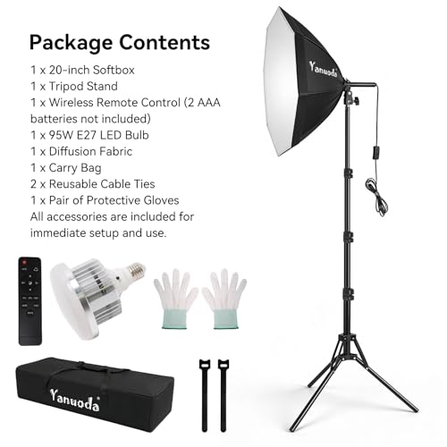 Softbox Lighting Kit 20"x20" with Remote Control, Photography Lighting Kit with Adjustable LED Light, 3000K-7500K Studio Lights for Product Photography, YouTube, Video Recording - size: 20"x20" 1PK