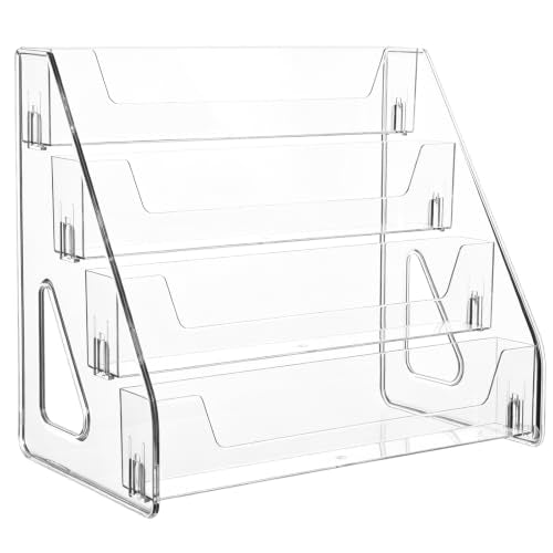 CELSOL 2 Pack Upgraded 4 Tier Acrylic Card Display Stand, Clear Display for Greeting Cards, Sports Cards, Postcards, Stickers & Brochures, Easy Snap-On, Increased Height & Thickness for Better Presentation (4 Tier 2 Pack) - size: 4 Tier 2 Pack