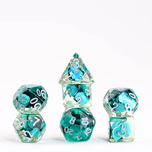 FanRoll 16mm Resin Poly DND Dice Set: Mermaid Scales, Role Playing Game Dice for Dungeons and Dragons