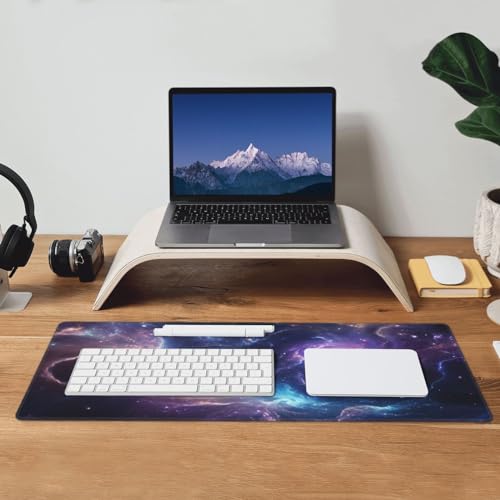 Gaming Mouse Pad Desk Pad,Extended Big Mouse Pad,31.5x11.8 Inch Long Computer Keyboard Mouse Mat Mousepad with 3mm Non-Slip Base and Stitched Edge for Gaming and Office… (Nebula) - color: Nebula