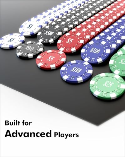 HEITOK 500pc Poker Chip Set 11.5g Iron Core Denominations Texas Holdem | 2-10 players, numbered values 1/5/25/100/500, aluminum case, cards, dice, dealer/small/big blind buttons, Blackjack - size: 500 numbered chips set