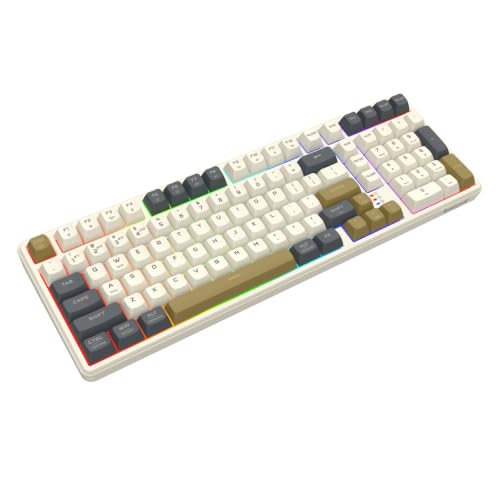 Redragon K528 Wireless Gaming Keyboard Bluetooth Computer Keyboards Creamy Cute with Number Pad RGB Backlit Tri-Mode BT/2.4GHz/USB-C, 4000mAh Battery for Win/MAC- Dusty Olive - color: Dusty Olive