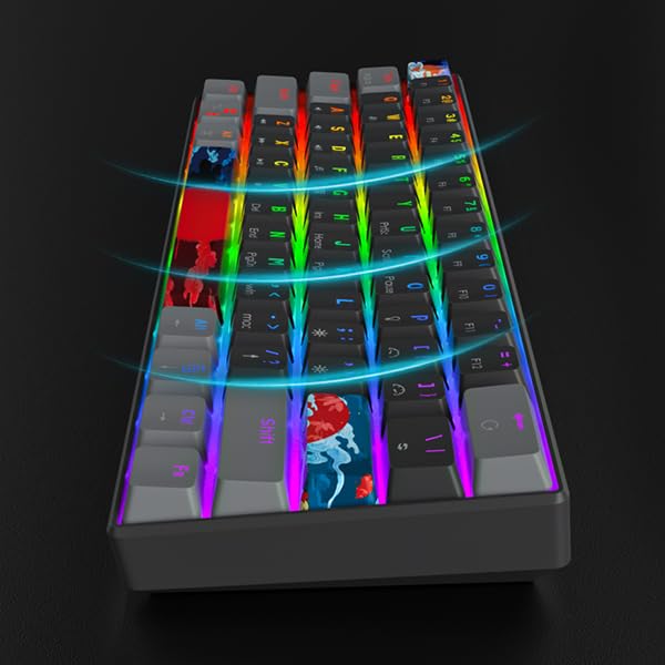 60% Mechanical Keyboard Wired Clicky Blue Switch RGB Backlight | 60 Percent 61-keys Compact Layout Gaming Keyboard TKL Ultra-Compact Mini RGB Backlit - color: 61 Dark/Blue Switch