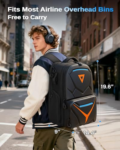 MATEIN 18 inch Hard Shell Gaming Backpack for Men with EVA Front Shield | Waterproof, Extra Large Laptop Backpack, TSA Approved, Gaming Laptop Bag, Controller Pockets, Cooling Pad Compartment