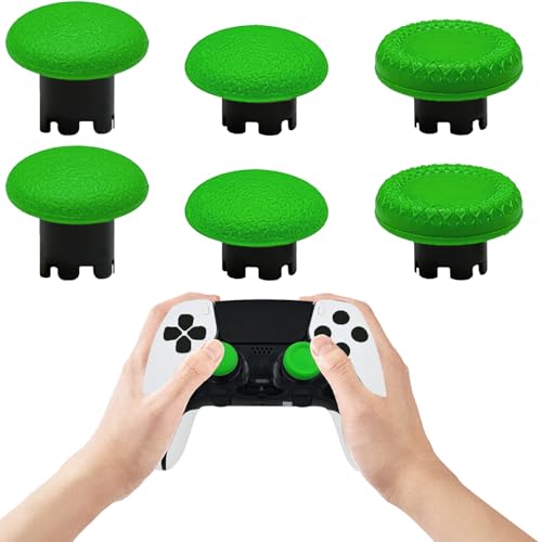 6 Pack Interchangeable Thumbstick Caps for PS5 DualSense Edge Controller Joysticks, DualSense Edge Controller Swappable Thumbsticks Replacement for PS5 Edge Controller(Green) - color: Green