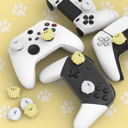 PlayVital Cute Thumb Grip Caps for ps5, Edge, ps4 Controller, Silicone Analog Stick Cover for Xbox Series X/S, Elite Series 2 Controller, Thumb Caps for Switch 2 Pro Controller - Fluffy & Winky Pups - color: Fluffy & Winky Pups