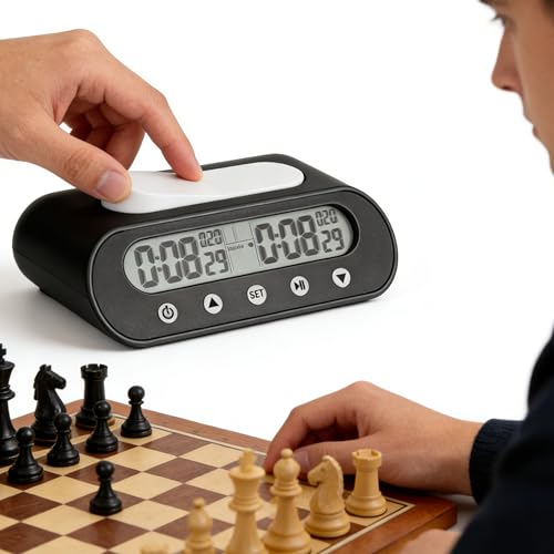 VINJOE Chess Clock Digital Chess Timer Professional for Board Games,Portable Digital Chess Clock & Game Timer with Basic,Bonus,Delay and Positive Time Features with Alarm Function Best Gifts