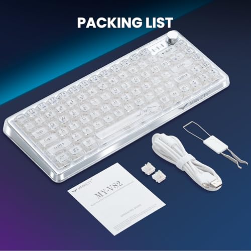 75% Hot‑Swappable Tri‑Mode Mechanical Keyboard, Wireless Bluetooth 5.0 2.4G USB‑C Gaming Keyboard with Volume Knob, Pre‑Lubed Linear Switch, RGB Backlit Metal Shell Compact Keyboard for PC Mac Gamers - color: White
