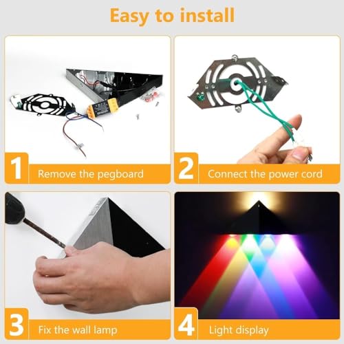 Triangle LED Wall Light | 5W Up Down Wall Sconce Silver & Black Finish | Aluminum Metal Art Decor Wll Lamp for Living Room Gaming Room Theater Hotel Party | Hardwired RGB Spotlights