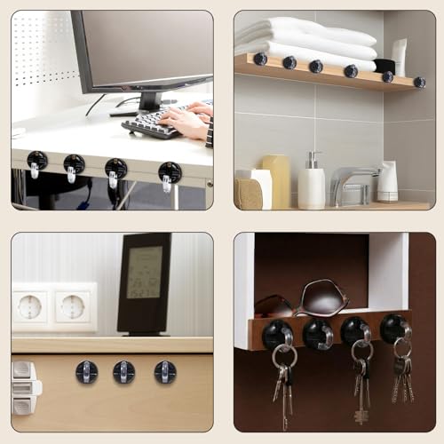 Relaxweex 8 Pcs Rotatable Cord Organizer 1s Clip-on Magnetic Cord Holder Strong Adhesive Easy-Open Cable Clips for Bedside, Desk, Home, Office, Works as a Hanging Hook, Holds up to 2.2 Lbs
