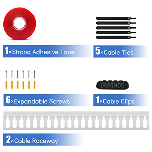 Cable Duct Management Raceway Kit, 31.4" (2 x 15.7) Server Rack Management, Hide Network HDMI VGA Cables, Open Slot Track Desk Wire Channel, White 2 Pack - size: White-2
