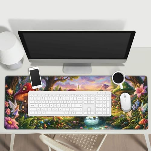 Mushroom Mouse Pad Gaming Desk Pad - 31.5x11.8 in Large Extended Mousepad, Non-Slip Rubber Base Mice Mat for Desk & Keyboard - color: 16