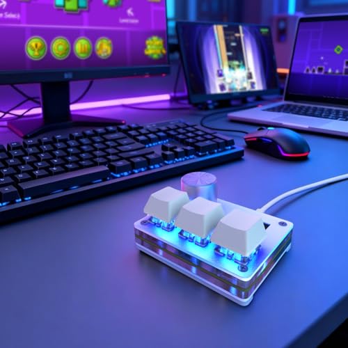 O3C Rapid Trigger Keyboard With Hall Magnetic Switch For OSU Geometry Dash | Rhythm Games,with Knob and Screen,Copy Paste,Shotcut,Macro Hotswap Mini Keypad Magnetic Linear Switches - color: White, size: Outemu Peach V2