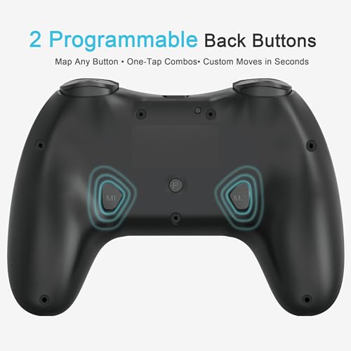 Playnex 2 Pack Wireless Controllers for Nintendo Switch/PC, Hall Effect Joysticks, RGB Lighting, 6-Axis Gyro, Turbo, Dual Vibration & Programmable M1/M2 Buttons (Black + Red/Blue) - color: Black + Red/Blue 2-Pack