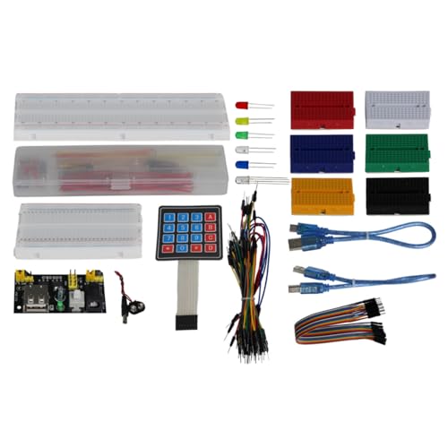 Electronics Component Fun Kit with 830 & 400 tie-Points Breadboard | with Jumper Wire, Power Supply Module, 4x4 Keypad, LED Diode, USB Cable, total 358 Items for Arduino, Raspberry Pi