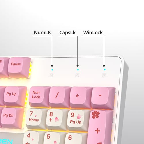 surmen Full Size Pink Keyboard with Number Pad, 104 Keys RGB Wired Mechanical Gaming Keyboard Backlit with PBT Keycaps Linear Red Switch for Laptop Desktop PC Gamers(104 Ying) - color: 104 Ying