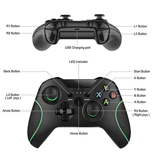 TECTINTER 2.4GHZ Wireless Controller for Xbox One Controller Compatible with Xbox One S/X/Elite, PS3, Windows 7/8/10 with Built-in Dual Vibration (Without Phone Clip) - color: BLACK
