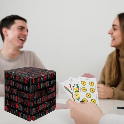 Card Deck Box for MTG Commander,Collectible Trading Storage Box Fits 120+ Single Sleeved Cards Magnetic Case PU Leather for Magic Commander TCG CCG MTG,Black Red Bookshelf - color: Black Red Bookshelf