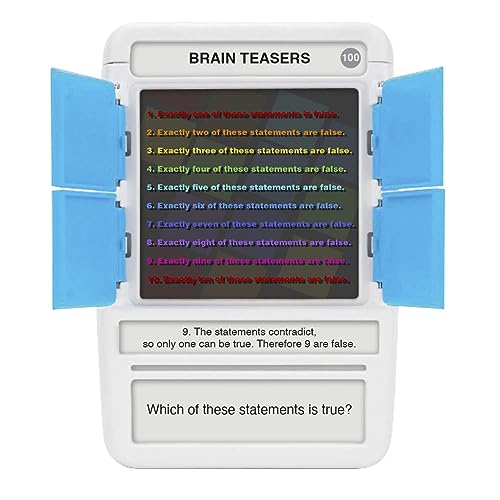 Brain Teasers Travel Game - Solve 100 Puzzles | Flash Cards with Slide Reveal Case | Card Game, Gift, Stocking Stuffer | Hours of Fun for Kids and Adults | Age 6+ - style: Brain Teasers