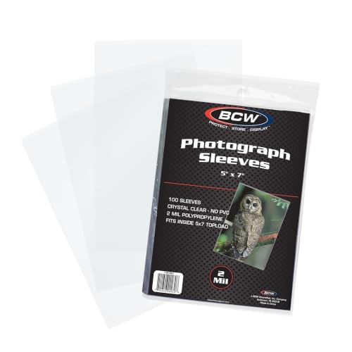 BCW 5x7 Photo Sleeves (100 ct) | Acid-Free, No PVC | Crystal Clear Polypropylene Sleeves for Photos | Fits Photo Albums, Sheet Protectors & Toploaders - size: 200-PACK