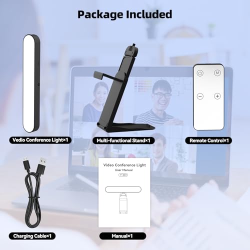 Takerers Video Conference Lighting, Webcam Light with Remote & Touch Control, 3 Color Temperature, 10 Level Brightness, Zoom Light for Computer, Video Calls, Live Streaming, Podcast, Studio (1-Pack) - size: 1-Pack