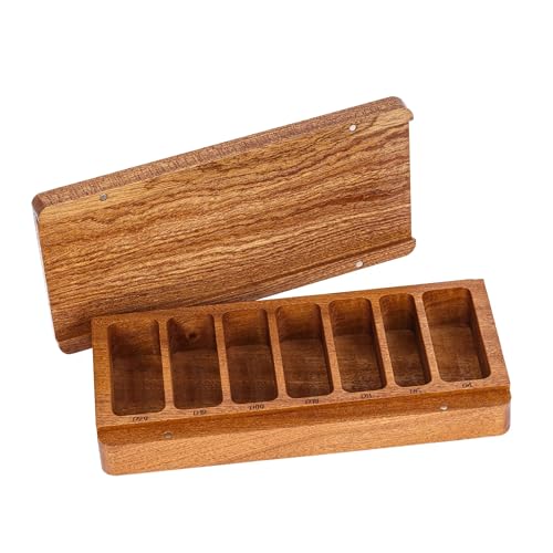 Wooden DND Dice Case with Magnetic Lid for Storing 3 Sets of 7 Polyhedral Dice for D&D Tabletop Games