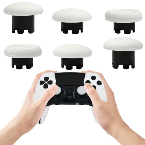 6 Pack Interchangeable Thumbstick Caps for PS5 DualSense Edge Controller,Swappable Thumbsticks Replacement for PS5 Edge Controller,Replacement Joysticks for PS5 Edge Controller(White) - color: white
