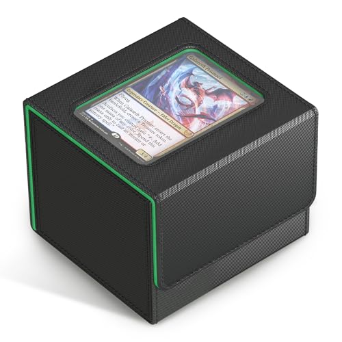 Kabinka MTG Deck Box with Window, Commander Deck Box for Trading Cards, Holds 110+ Double Sleeved Cards, Fits TCG CCG EDH (Black Green) - color: Black Green