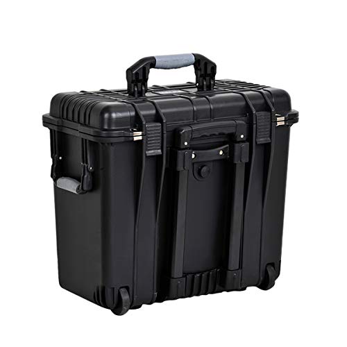 MEIJIA Rolling Waterproof Hard Protective Case, Hard Camera Case with Retractable Pull Handle and Wheels,Customizable Fit Foam Inserted, Black,19.88X12.01 X18.11 inches - size: 19.88X12.01 X18.11 inches
